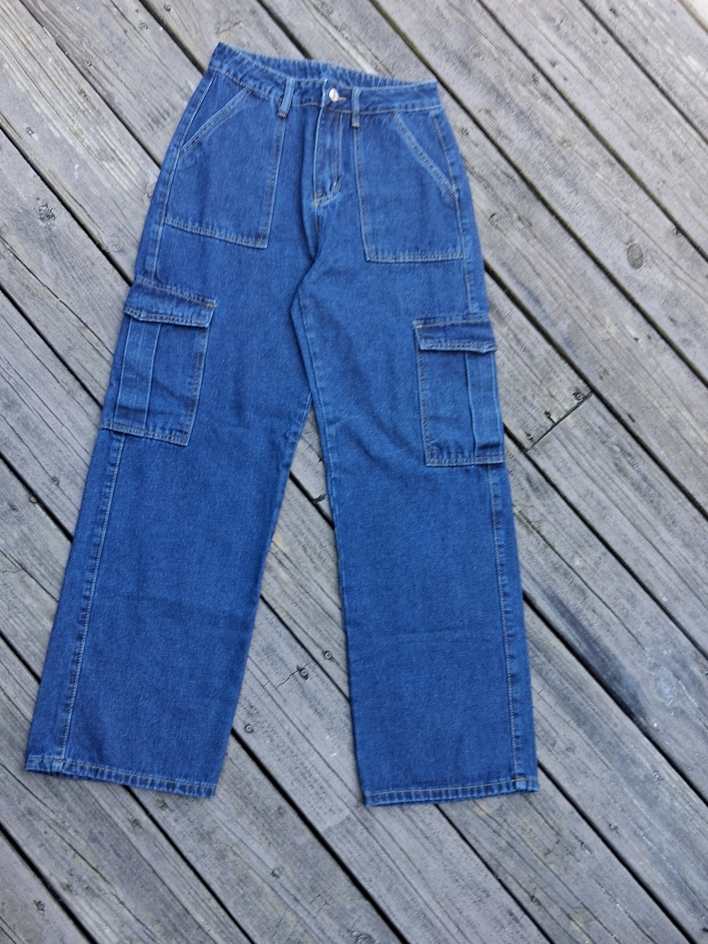 SHEIN Blue Wide Leg Cargo Jeans